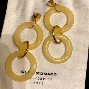New Club Monaco Cream colored earrings gold lock